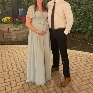 Azazie Maternity Verna Agave Chiffon Dress - size A10